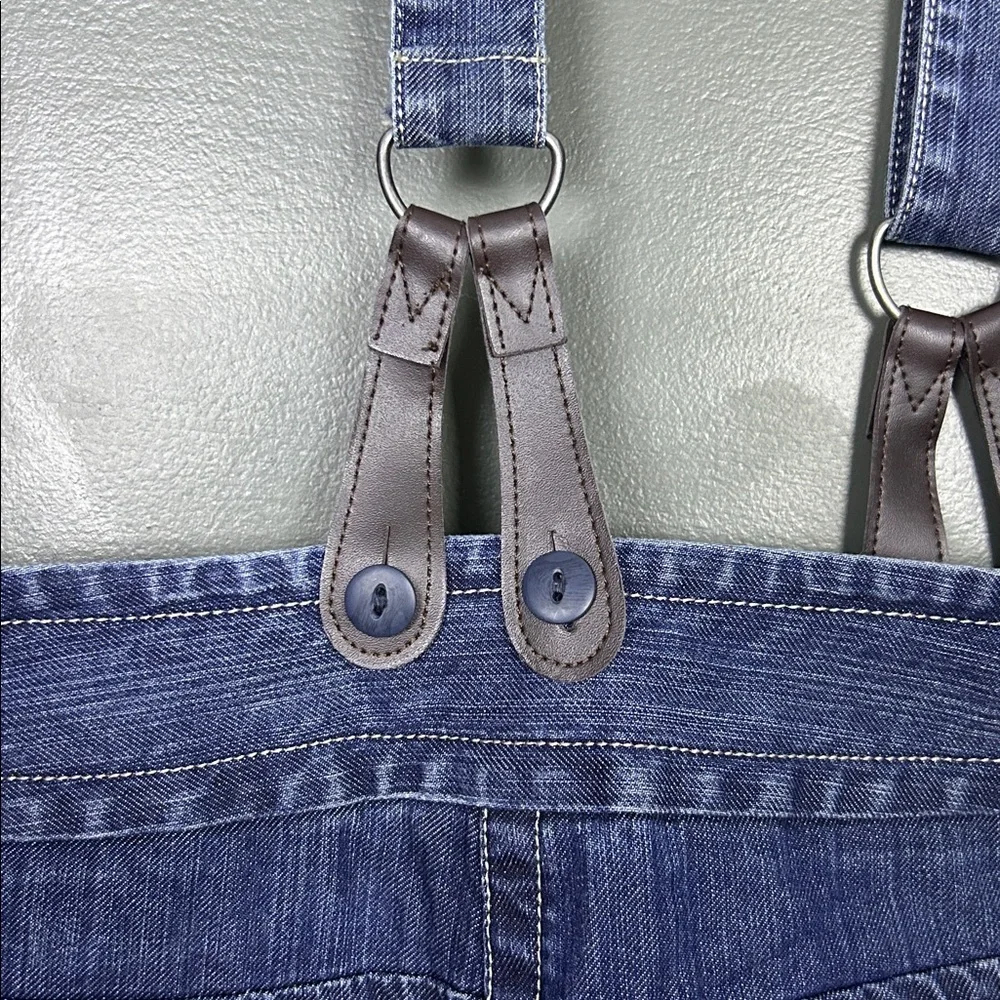 LOFT Light Blue Denim Extra-wide Leg Jeans with Suspenders - Picture 6 of 10